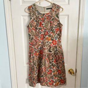 Floral print linen dress